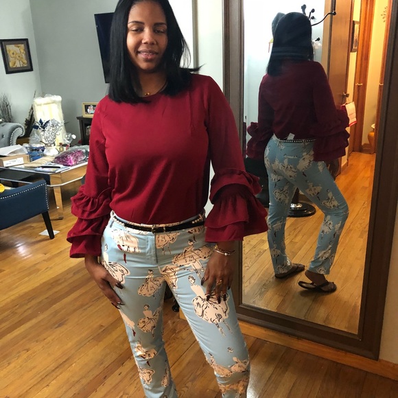 Print light blue pants - Picture 2 of 4